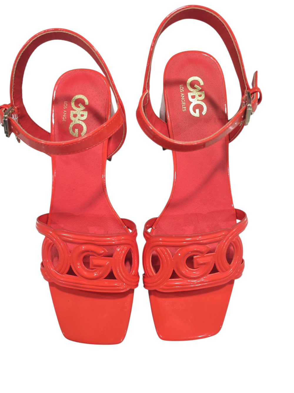GBG Los Angeles Orange Block Heel Sandal